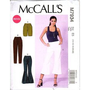 McCalls M7934 Misses or Petite 14 to 22 Shorts and Pants Uncut Sewing Pattern